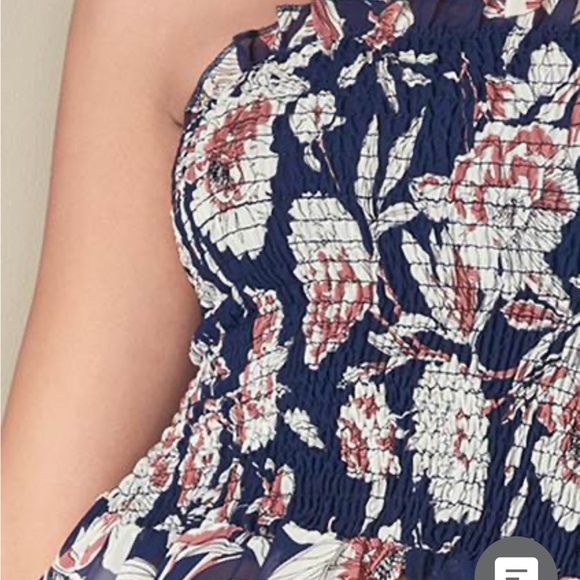 Smocked Floral High-Low Top brand new color Navy multi - Picture 5 of 6